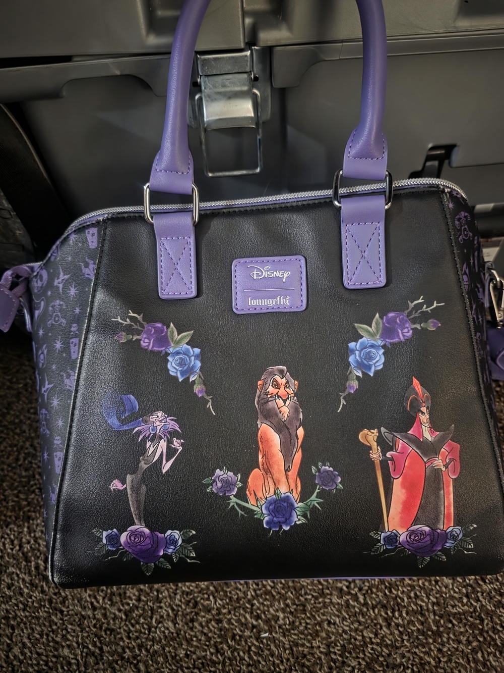 Euc Disney x Loungefly Purple Villain Leatherette Satchel - Scar Design